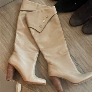 Modern Vintage Cream Heeled Boots